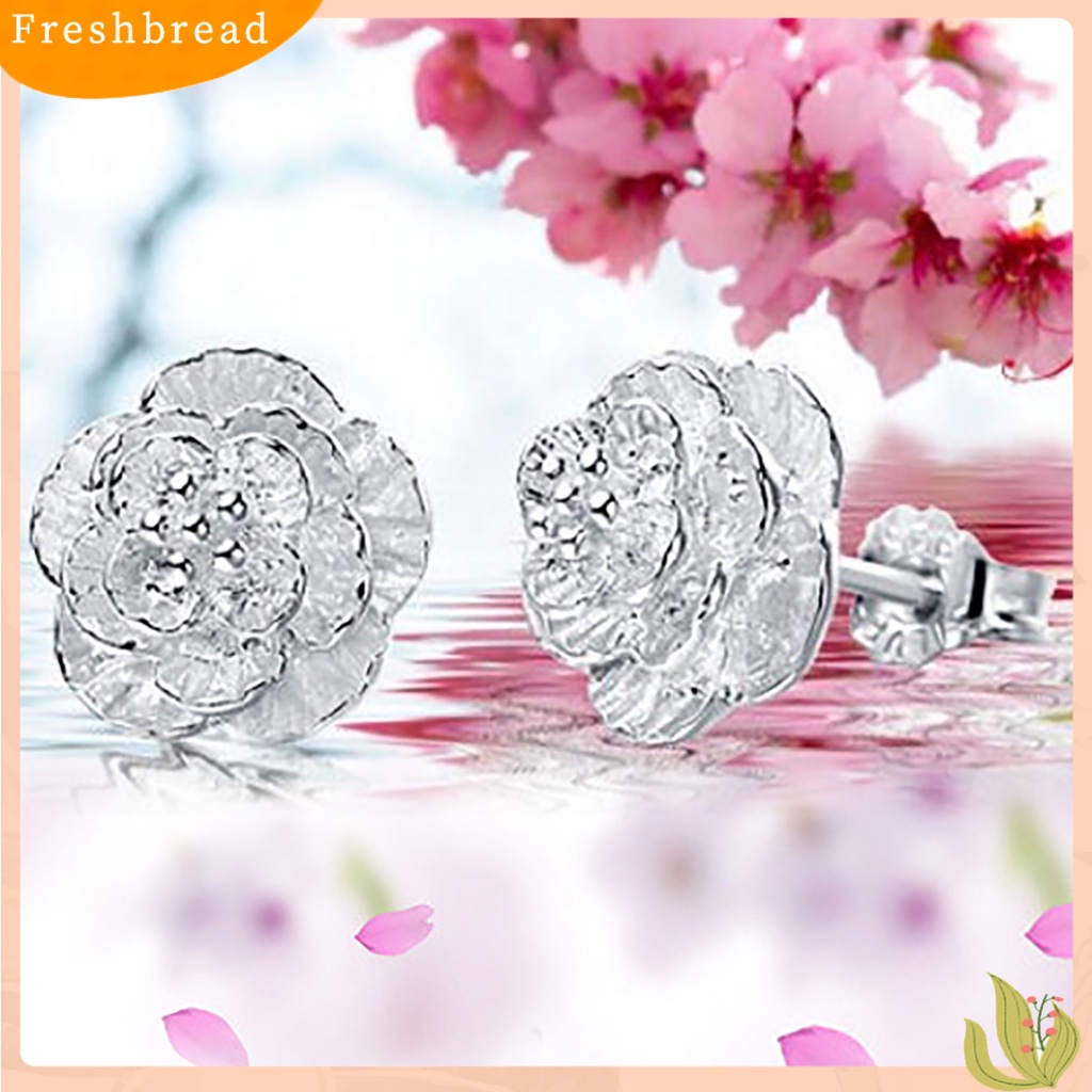 {In Stock} 1pasang Perhiasan Anting Tusuk Wanita Fashion Romantis Bentuk Bunga Lapis Perak Untuk Pesta