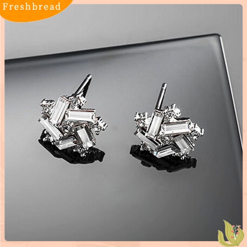 {In Stock} Kincir Angin Beruntung Wanita Berlian Imitasi Warna Perak Ear Stud Earrings Perhiasan Pesta