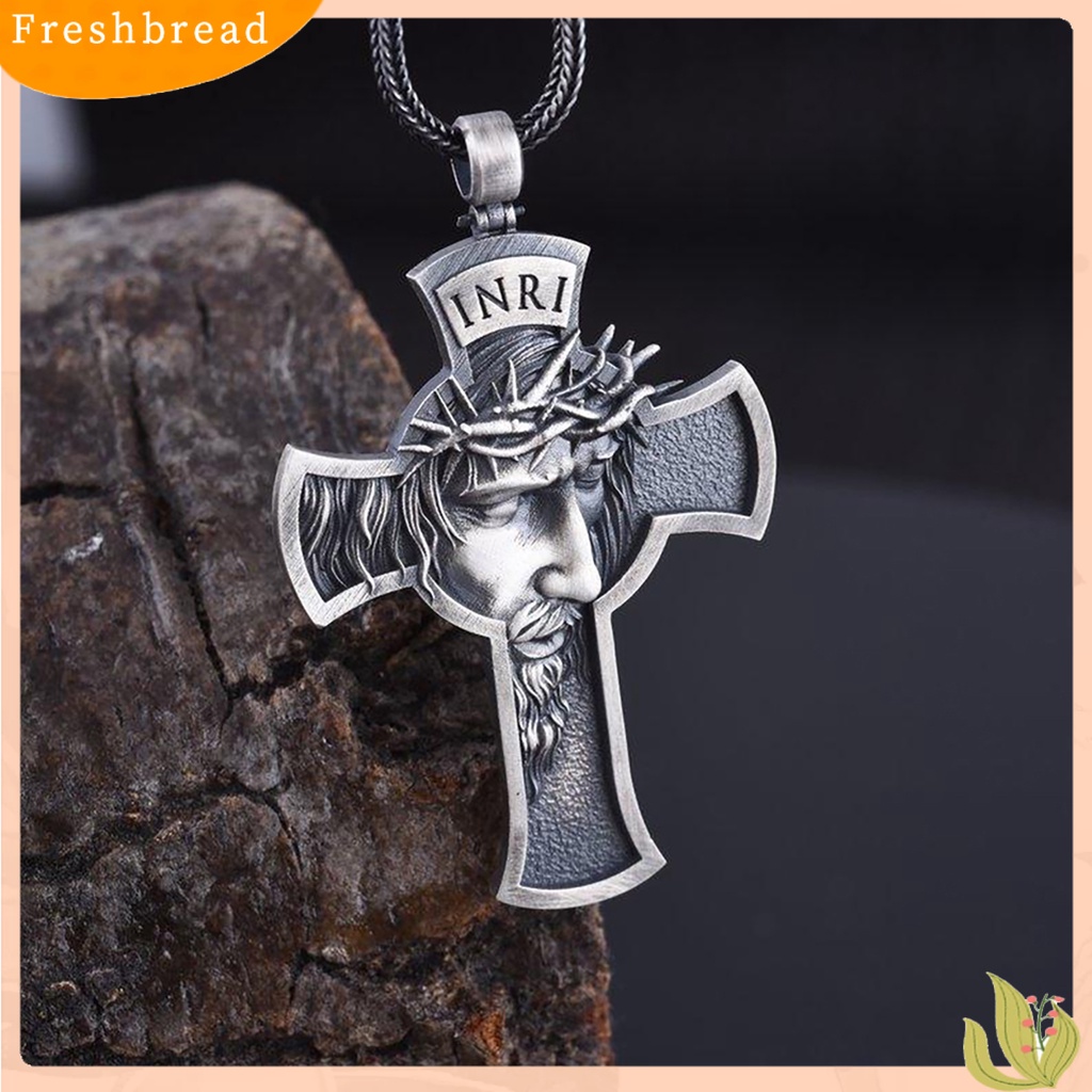 {In Stock} Kalung Liontin Salib Fashion Yesus Ukiran Alloy Gaya Liontin Salib Untuk Pria