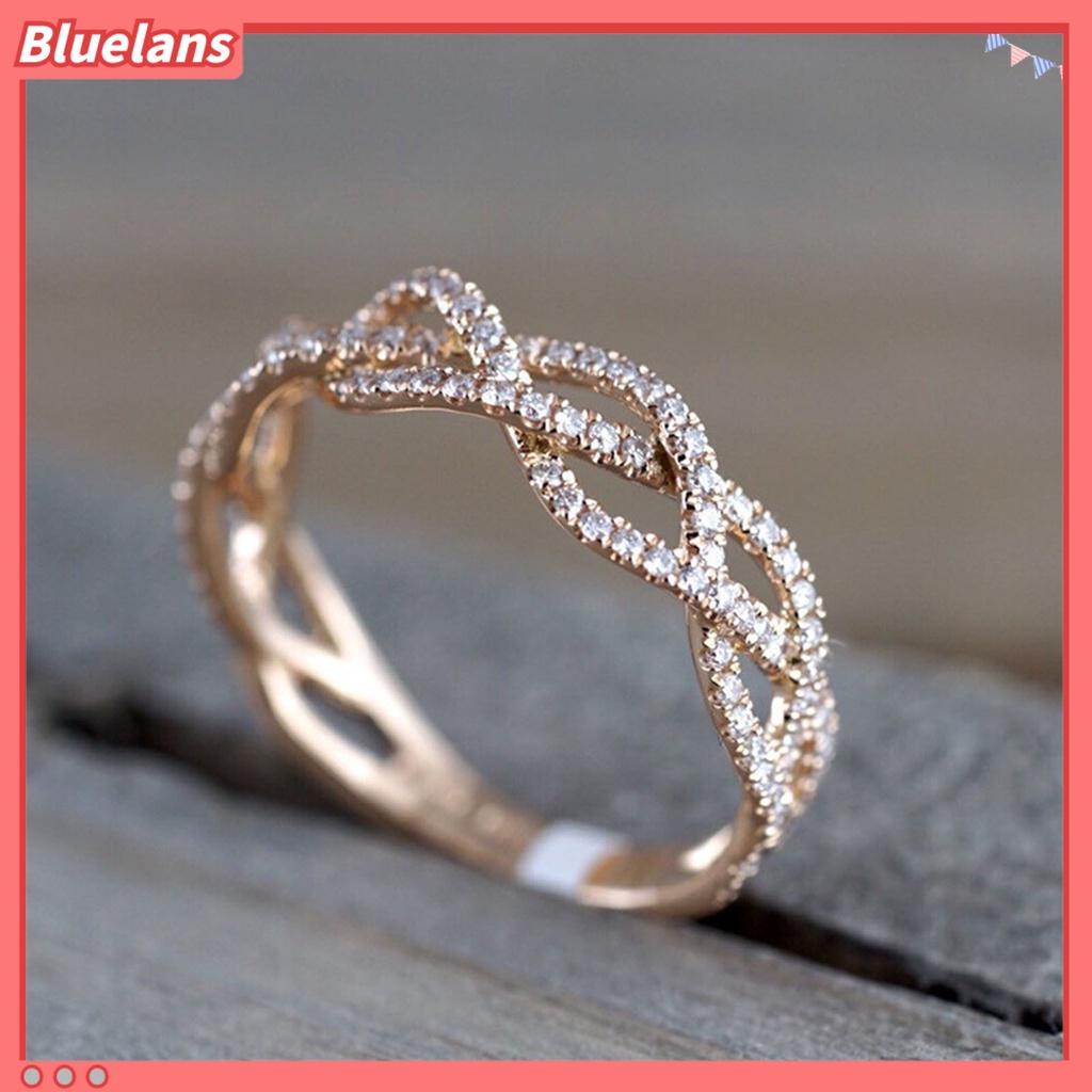 {In Stock} Cincin Wanita Bentuk Melintir Berlian Imitasi Perhiasan Fashion Penampilan Electroplated Finger Ring Untuk Pernikahan