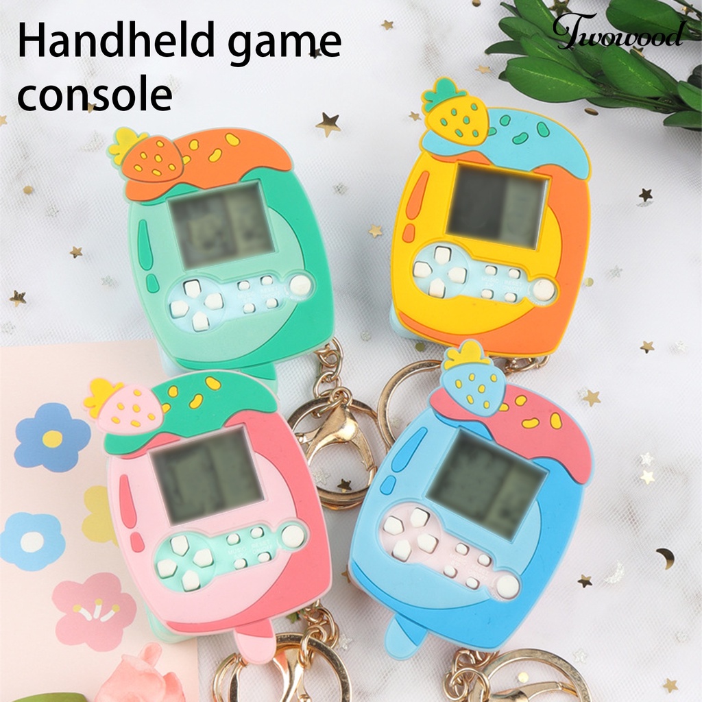 Twowood Konsol Game Genggam Lucu Dengan Blok Gantungan Kunci Permainan Penghilang Stres Ransel Ornamen Konsol Game Mini Mainan Anak
