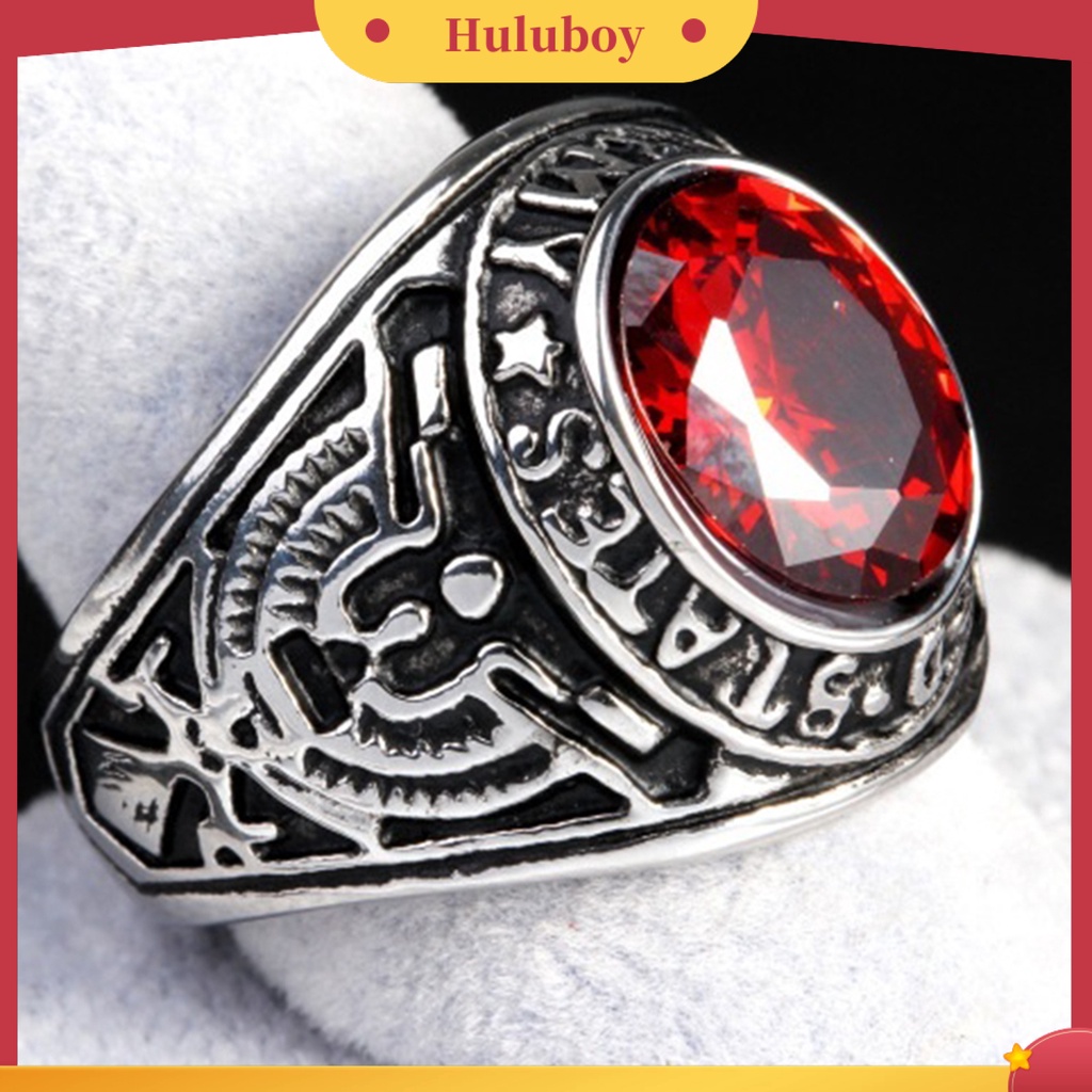 {Ready Stock} Cincin Punk Bentuk Oval Hias Berlian Imitasi Punk Klasik Ring Untuk Pesta