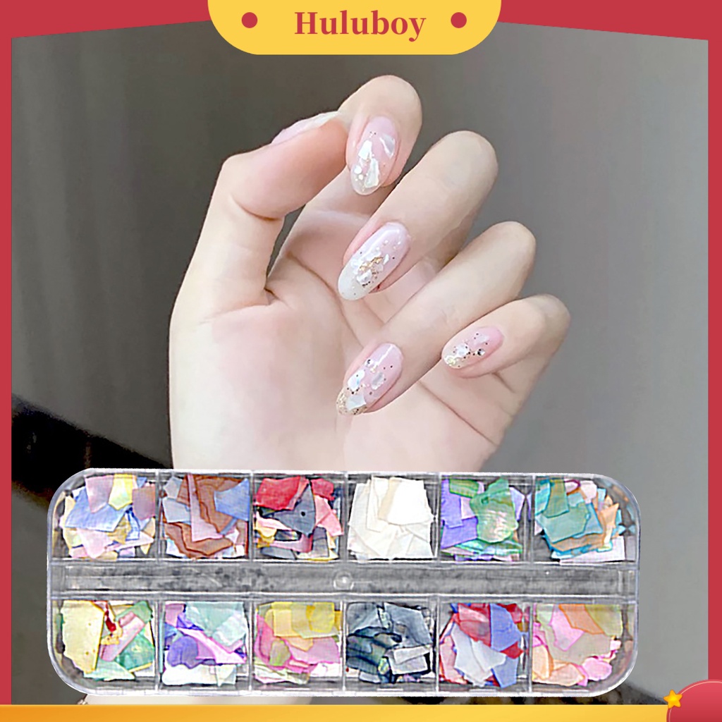 {In Stock} 1kotak Dekorasi Kuku Warna Vibrant Bentuk Tidak Teratur Shell Menarik Fragment Nail Decor DIY Hiasan Kuku Palsu Perlengkapan Kuku