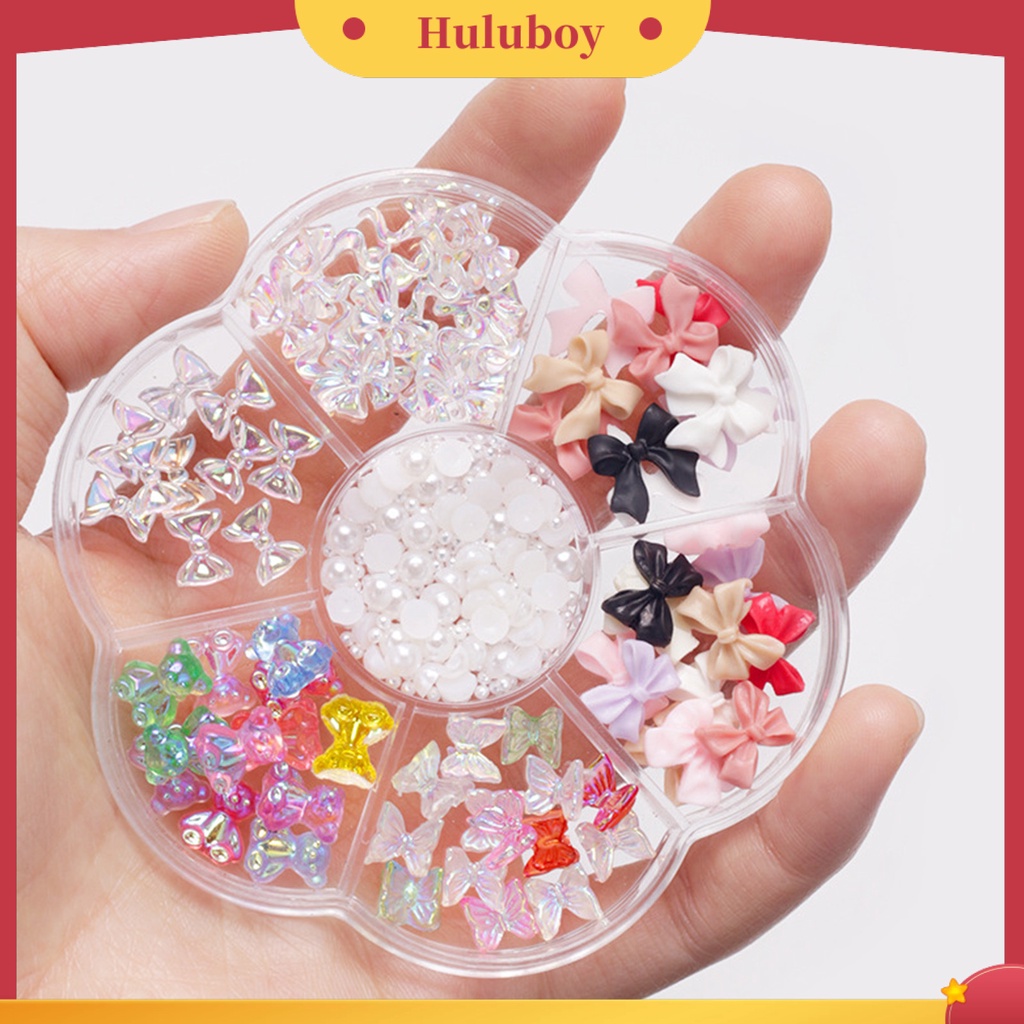 {In Stock} 1kotak Dekorasi Nail Art Tiga Dimensi Tidak Jatuh DIY Rhinestones Bow Bear Mixed Heart Plum Blossom Plate Nail Ornament Nail Salon Supply