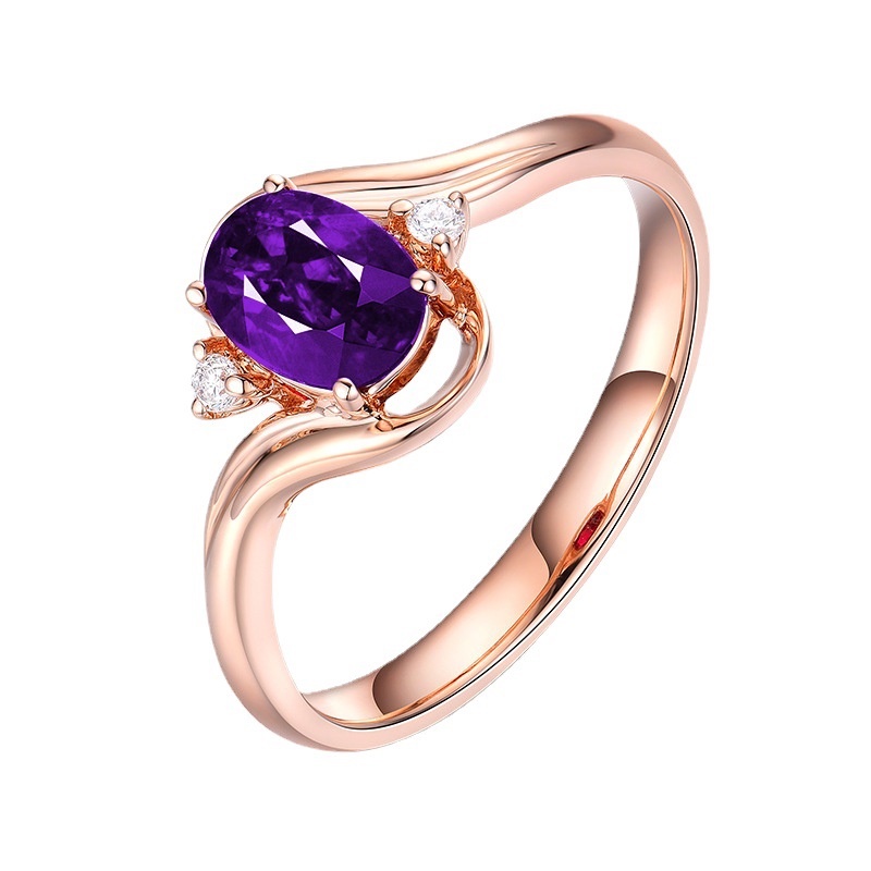 Goldkingdom Aksesoris Perhiasan Fashion Ready Stock Cincin Harta Karun Warna-Warni Amethyst Cincin Terbuka Ins Gaya Tren Fashion Sederhana Cincin Yang Dapat Disesuaikan Perempuan