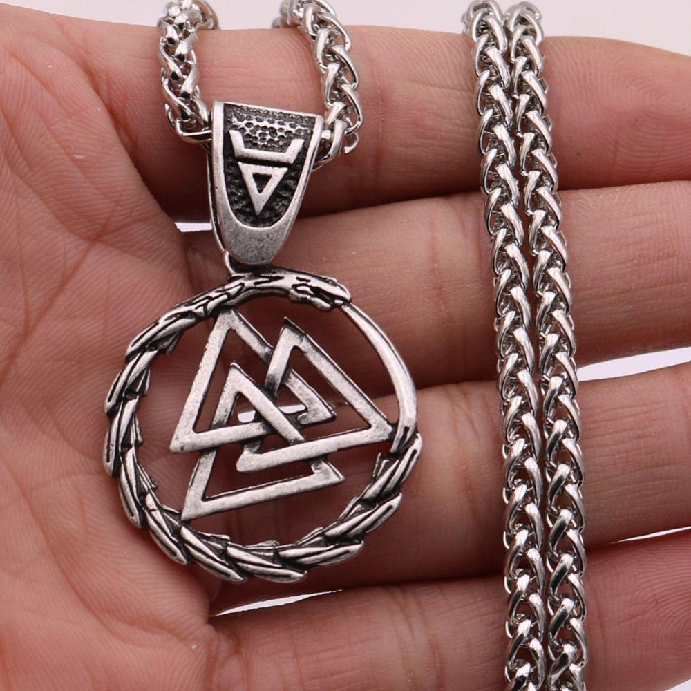 Mxbeauty Punk Kalung Anti Karat Serpent Mitologi Totem Arcane Geometris Naga Nordic Rune Liontin