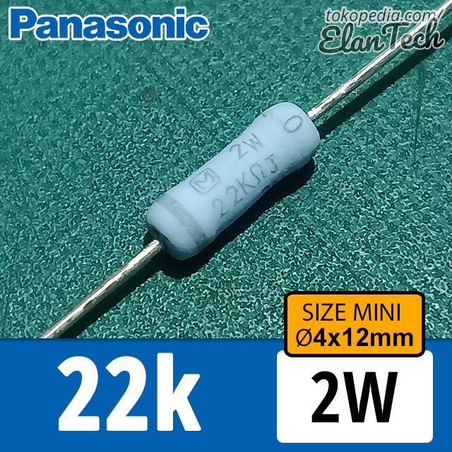 Resistor 22k 2W Panasonic miniaturized size 1W 22 Kilo Ohm Elantech