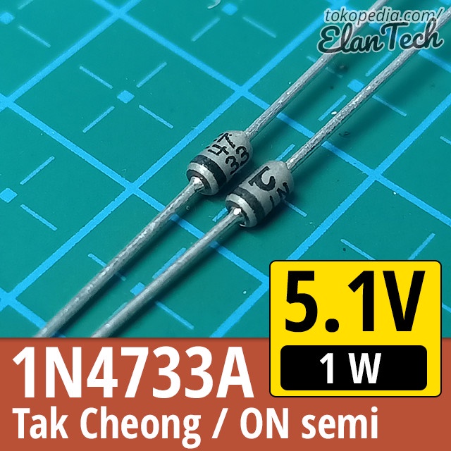 1N4733 Diode Zener 5.1V / 5V1 1W Tak Cheong / ON semi 1N4733A ElanTech