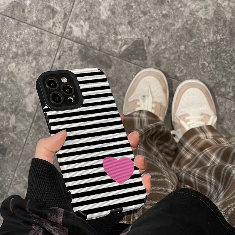 【Stripe Love】Lamb Skin Pretty Soft Case for IPhone 6S 7 Plus 8 Plus X XS XR XS Max iPhone 11 13 12 14 PRO Max ip 11 14 Plus Mini beautiful goodly Phone Case for Women Girl