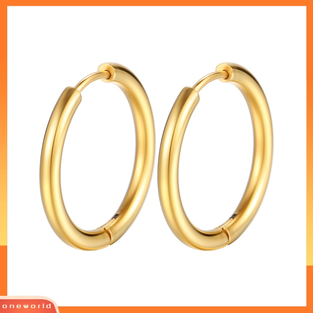 [ONE] 1pasang Anting Hoop Stainless Steel Geometris Elegan Dipoles Warna Perak Anting Lingkaran Logam Fashion Perhiasan