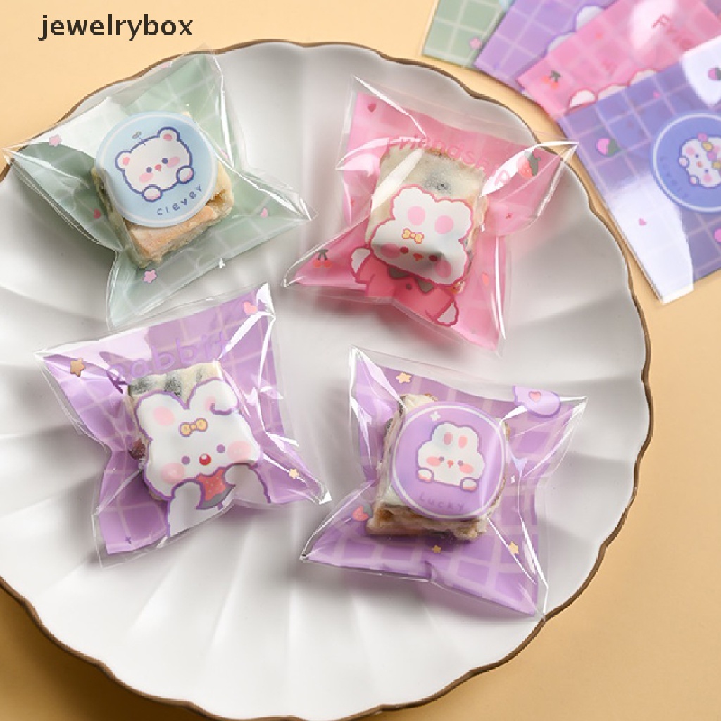 [jewelrybox] 100pcs Tas Hadiah Kue Bening Permen Plastik Cookies Biskuit Packaging Bags Butik