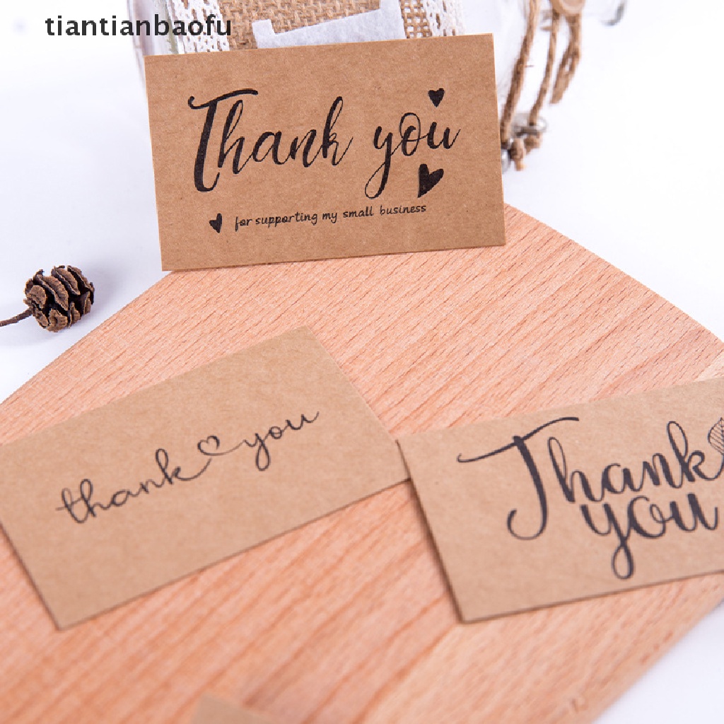 [tiantianbaofu] 10pcs Natural Kraft Paper Card Thank You For Your Order Card Untuk Dekorasi Butik