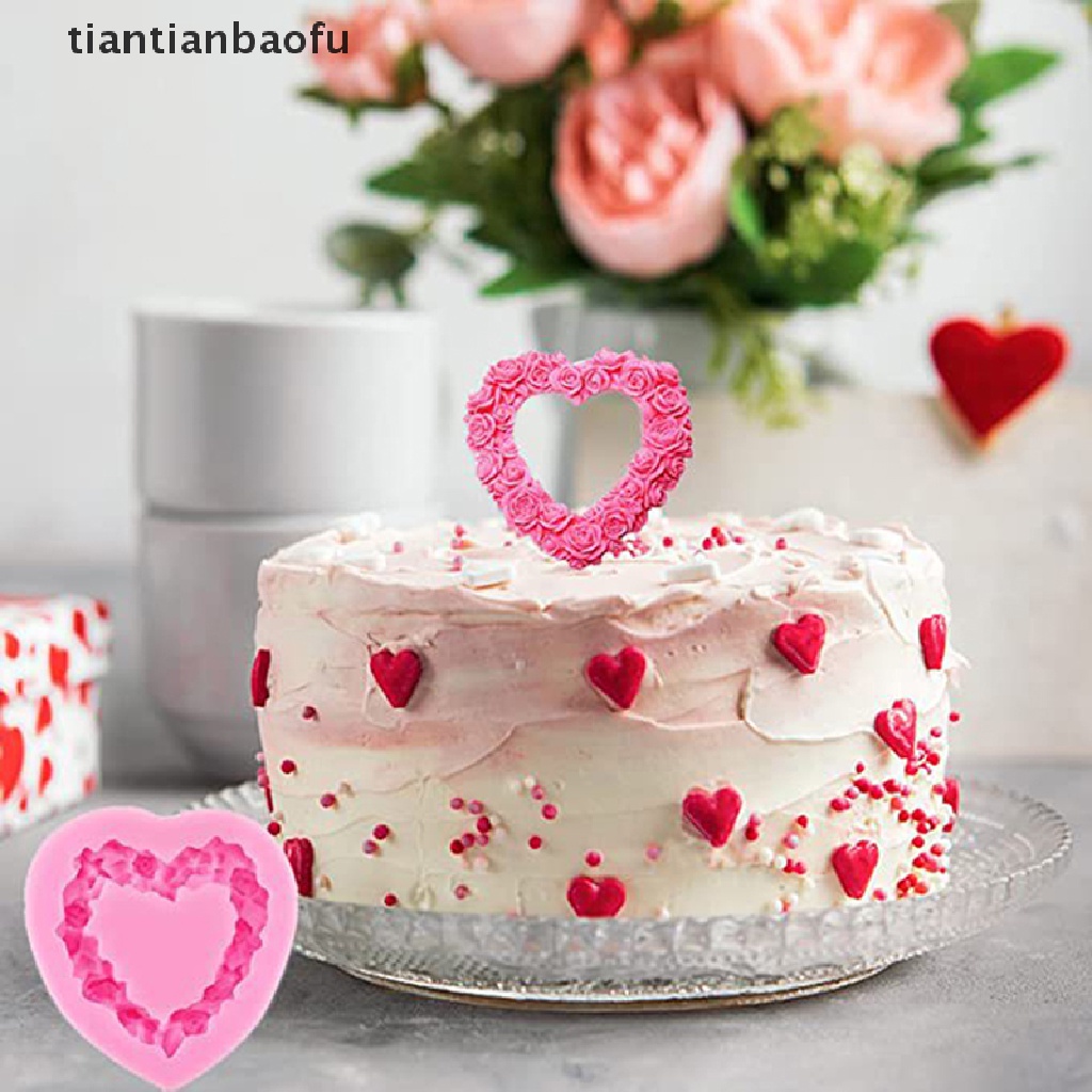 [tiantianbaofu] 1pc Heart Rose Shape Silicone Sugarcraft Cetakan Cupcake Baking Decorag Cetakan Butik