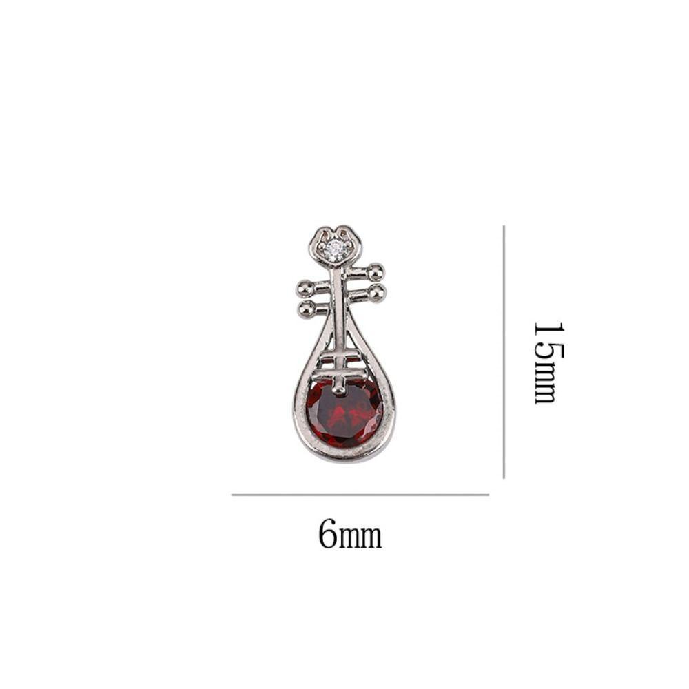 AUGUSTINA Agustina Aksesoris Kuku 3D Emas Perak Berlian Imitasi Mewah Alloy Lute Nail Ornaments