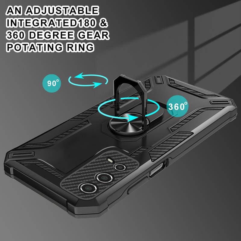 NOVA Casing Tahan Guncangan Untuk Huawei Nova10 Pro 9se 4e Y61 Y70 Plus 360cincin Berputar Metal Kickstand Holder Built-in Magnetic Car Mount Armor Untuk Honor70 50 SE 9X Pro SE SE