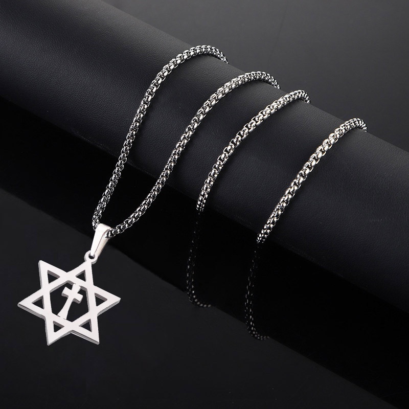 Kalung pria Cahaya Mewah Niche Hip-Hop Hexagram Series Pendant，kalung pria hexagram，kalung untuk pria