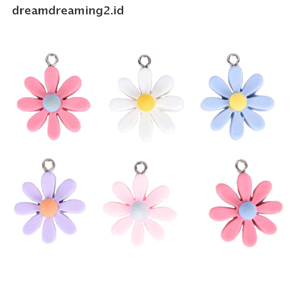 (hot) 10pcs/set Resin Little Daisy Sun Flower Ch Liontin Membuat Perhiasan DIY Craft//