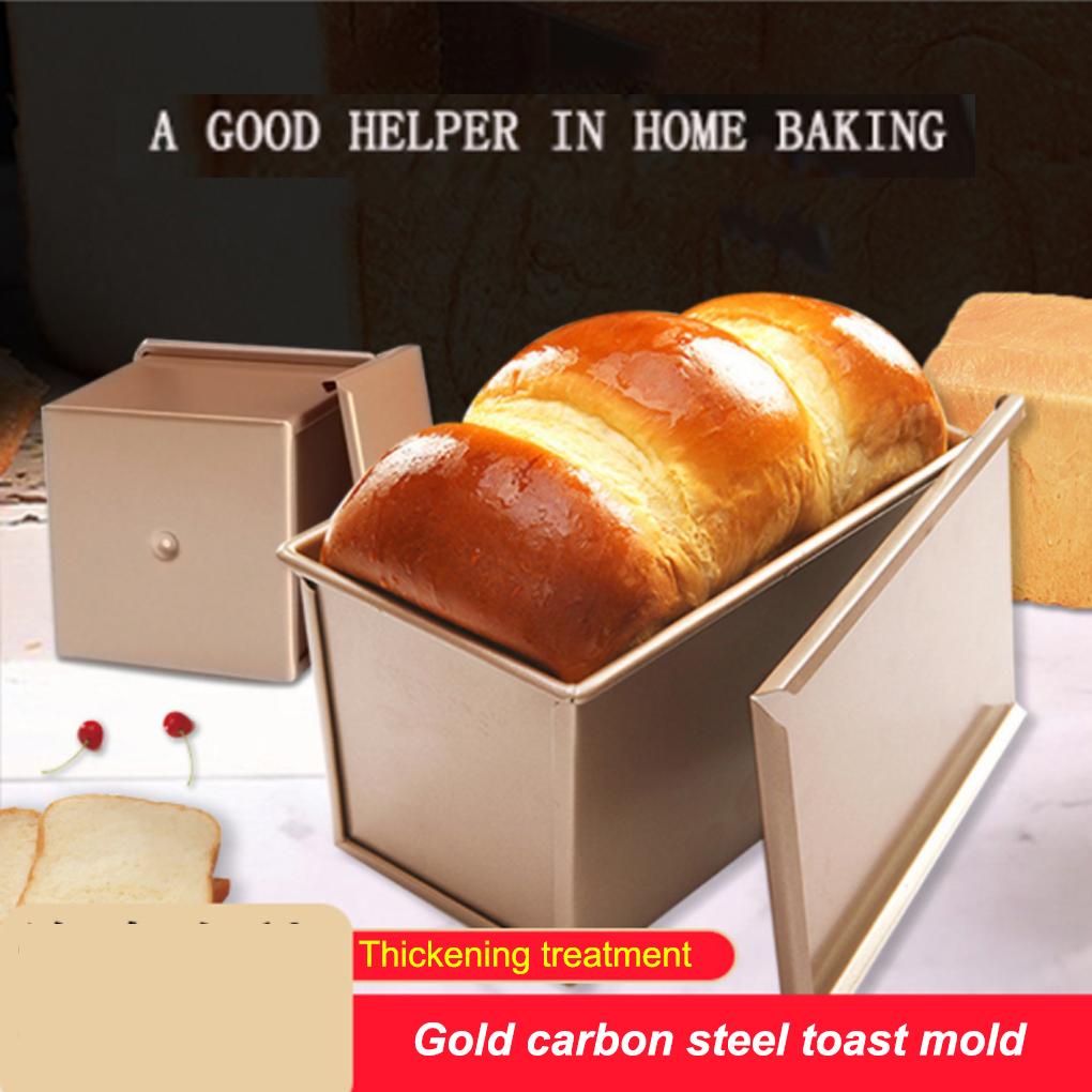 Carbon Steel Toast Box Mold Loyang Anti Lengket Roti Baking Tray Tahan Panas Warna Emas Cetakan Bakeware Dengan Penutup