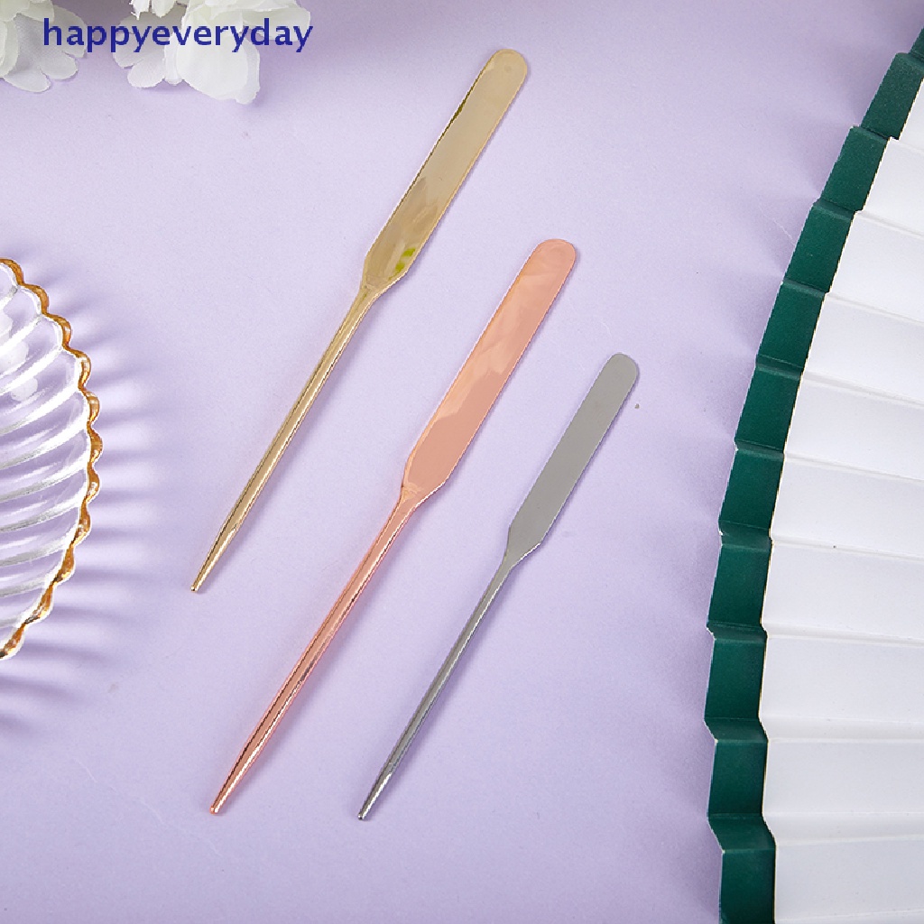 [happy] Spatula Toner Makeup Kepala Ganda Bahan Stainless Steel Dengan Stik Pencampur Tas PU [ID]