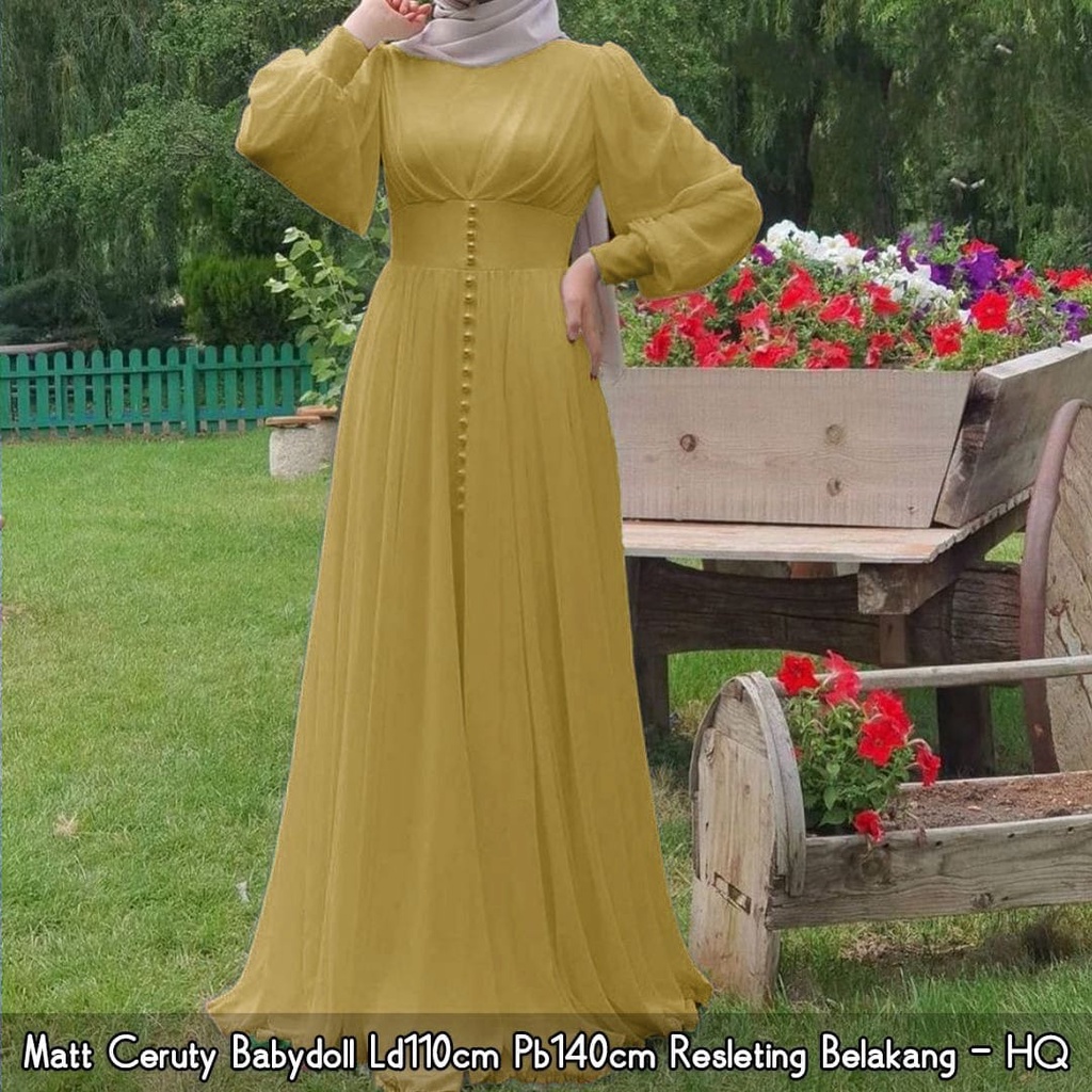 Gamis Wanita Yasmine Dress / Gamis Ceruty Babydoll Kekinian / Fashion Muslim / Casual Dress Murah - COD