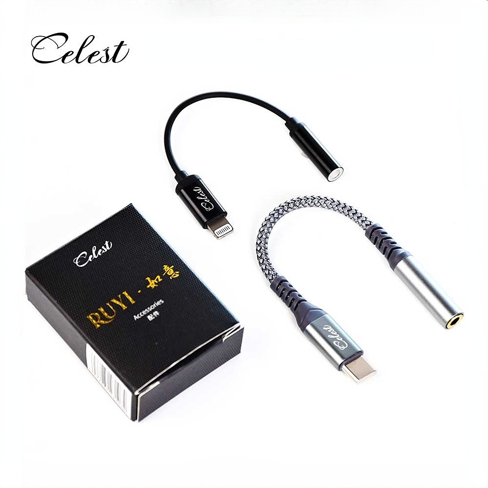 Celest RUYI Earphone Adapter Kabel 3.5mm Ke Type-C Dan Lighting Untuk Microphone IEM Audio Pickup Gaming Esports MIC Headset