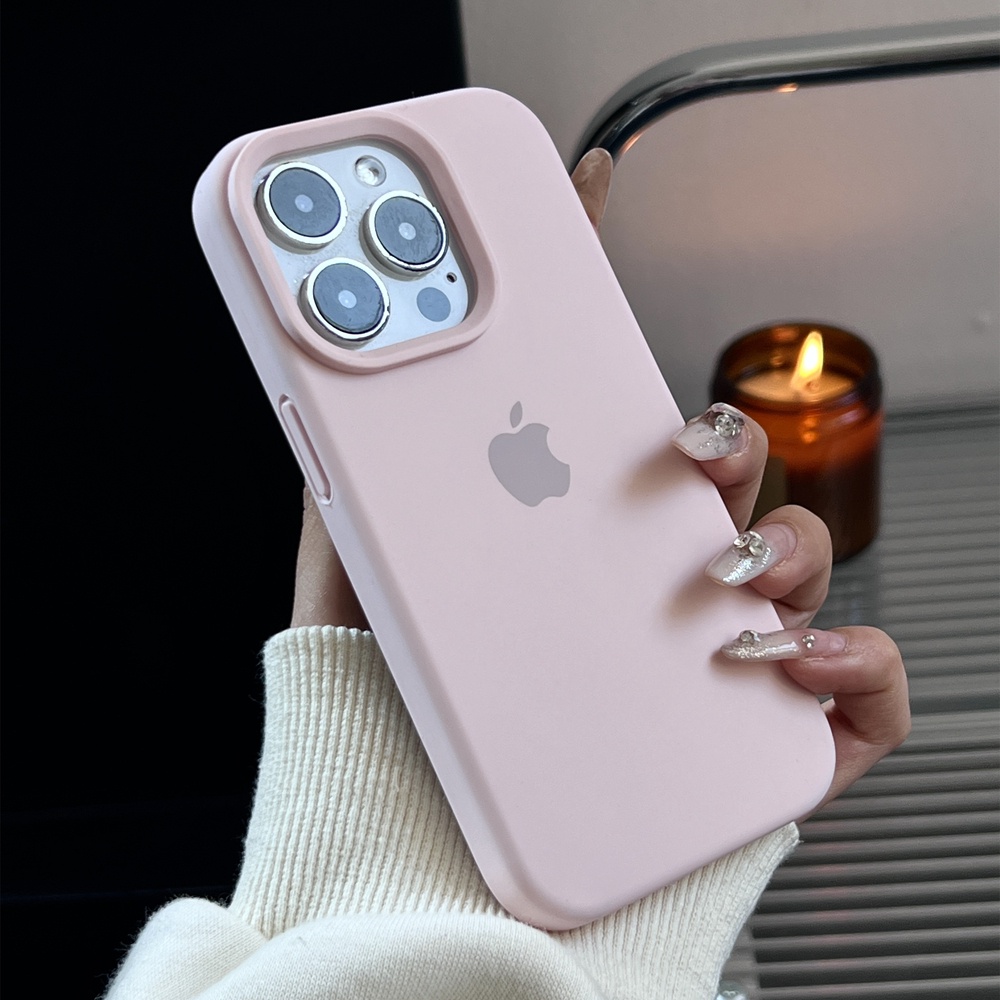 IPHONE Morandi Warna Casing Silikon Cair Iphone14 Plus Soft Case Untuk Iphone11 12 Pro Max13 14 Pro Max Full Cover Shockproof Soft Case