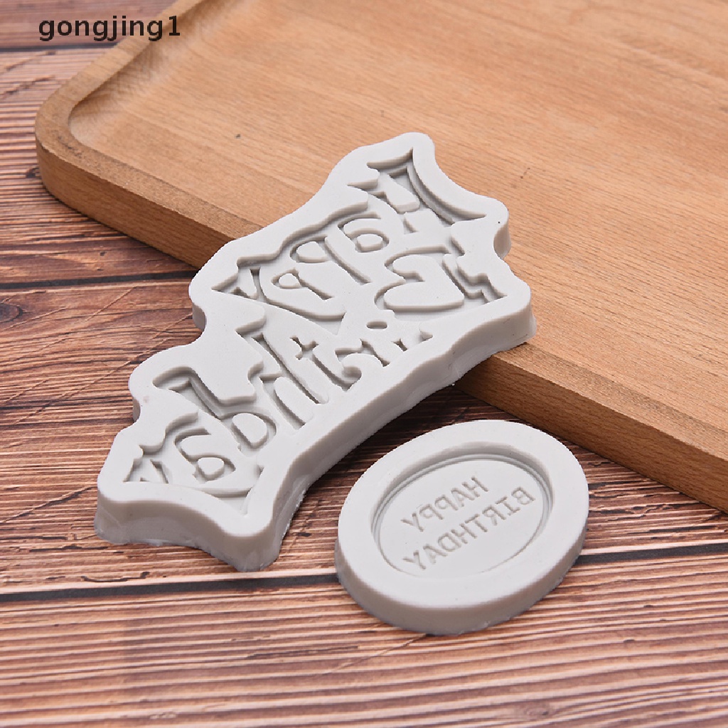 Ggg 3D Happy Birthday Letter Silicone Fondant Cetakan Coklat Dekorasi Kue Baking Mould ID