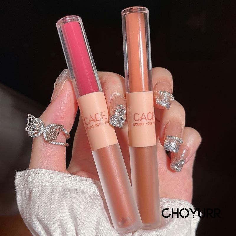 【COD】CACE 2 in 1 Matte + Glossy  Lipstick Lip Mud Lip Cream Lip Gloss Dua Sisi Matte Lipstick Glossy Tahan Lama-CH