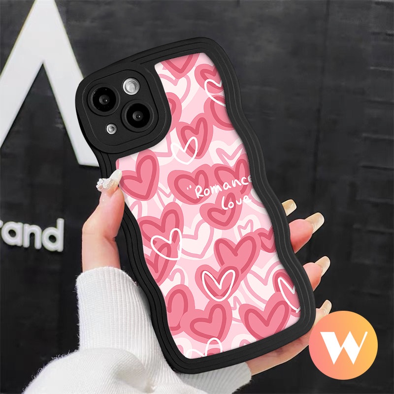 Casing Realme C25 C30 C35 C33 C20 C12 C11 7 5 7i 6i 8Pro 8i 5i 8 9Pro+9 C20A C25Y C25s C15 C21Y 5s 9i 10 C3 C17 Wavy Edge Romantic Couple Love Heart Soft Cover