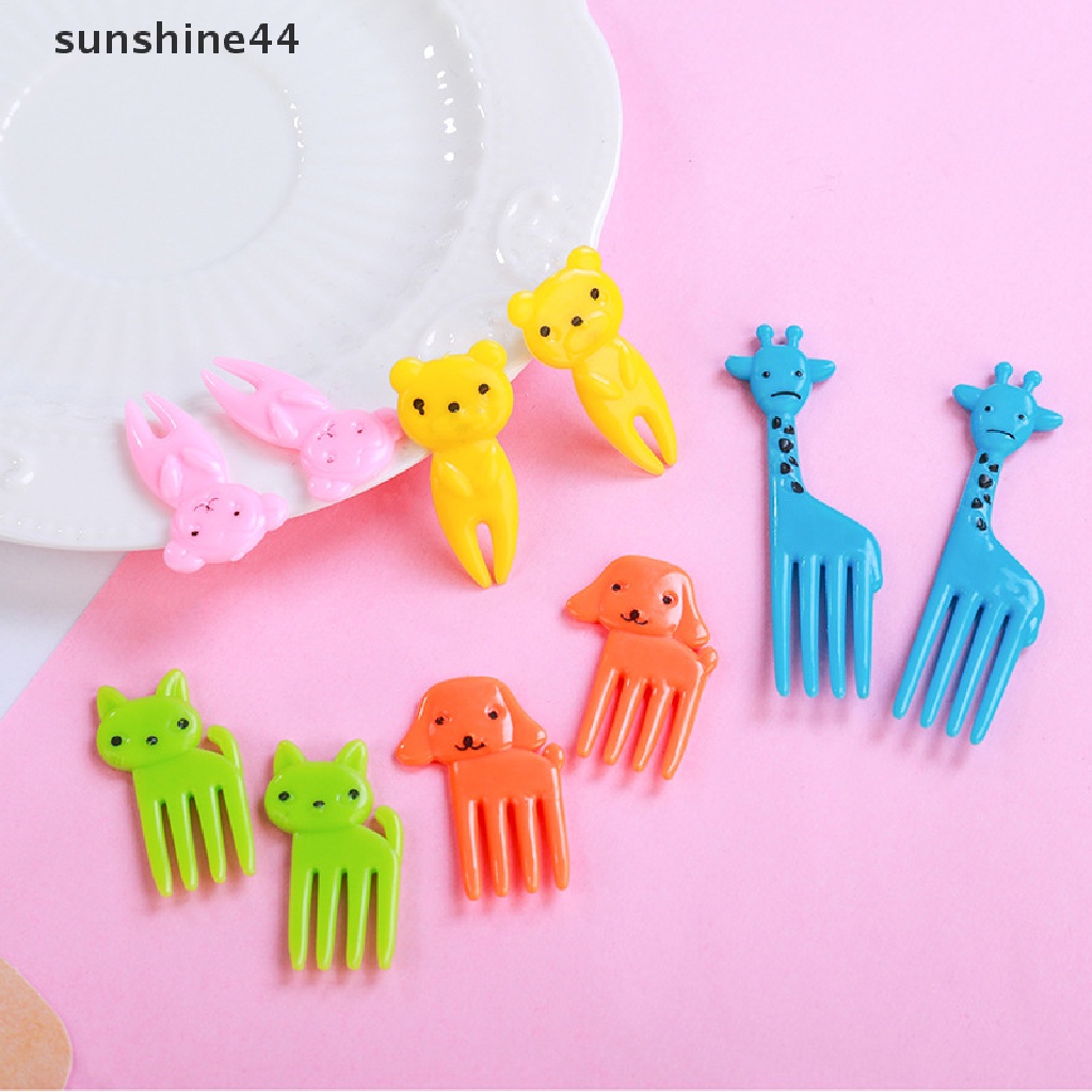 Sunshine Garpu Buah Mini Kartun Anak Snack Kue Dessert Fruit Pick Tusuk Gigi Decor ID