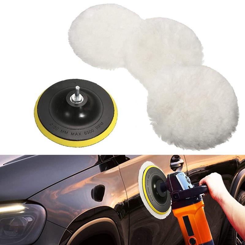 Hanaiso ~ Medan Termurah Busa Poles Body Mobil Motor Bahan Wol 3 4 5 6 7 Inch 3 PCS Pengkilat Mobil Kit Waxing Polishing Coating Wheel Polisher Pad Mesin Bor Murah Supplier Distributor Terbaik