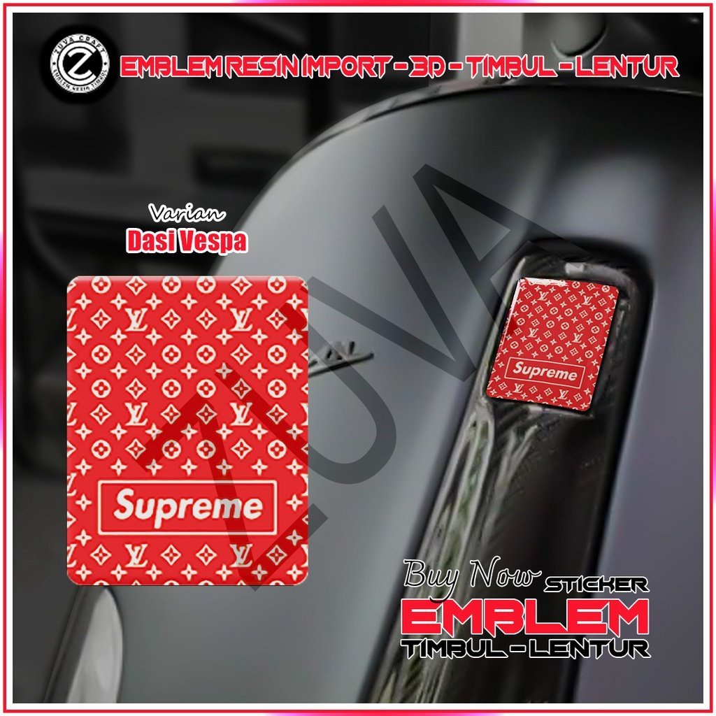 STIKER EMBLEM VESPA LOGO Supreme EMBLEM TIMBUL STIKER VESPA DASI VESPA VESPA RESIN LENTUR Vespa LX/S