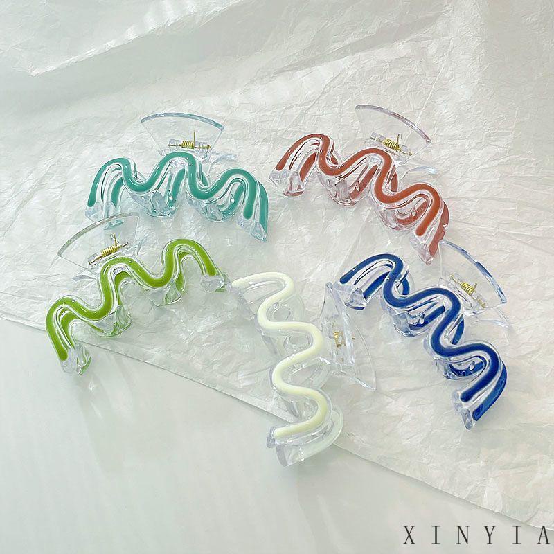 [xinyia.id11] Hair Claw Clip W-shaped Drop Glaze Warna Polos Menyegarkan Klip Rambut Musim Panas