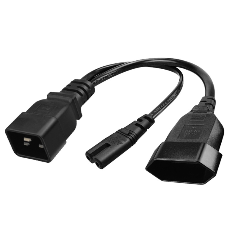 Cre IEC320 C20 to C7+EU4.0mm Y Splitter Kabel Listrik 1FT Power Extension Adapter Cable