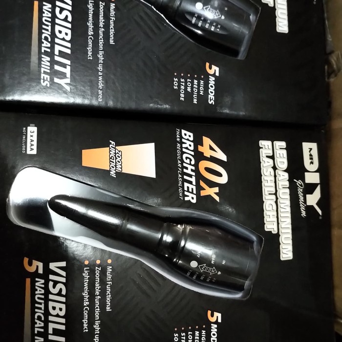 LED FLASHLIGHT ALUMINIUM MERK MR. D.I.Y 40x Brighter