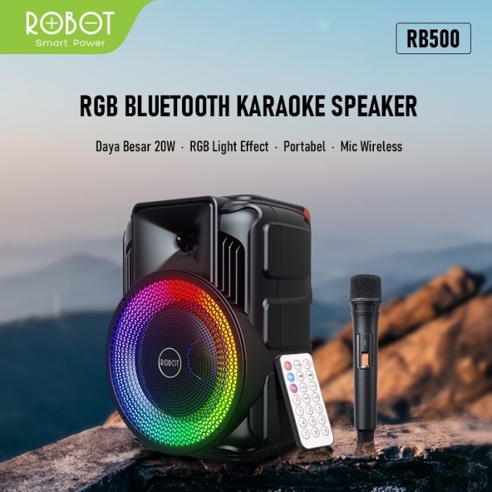 Speaker ROBOT RB500 Karaoke Bluetooth 5.0 Audio Wireless Super Bass