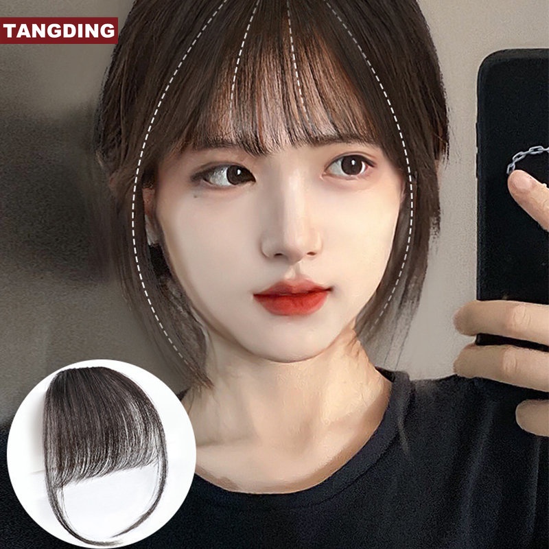 [COD Tangding] Air Bangs Wig Potongan Perempuan Mini Sideburns Bang Clip Invisible Sopak Rambut Ekstensi