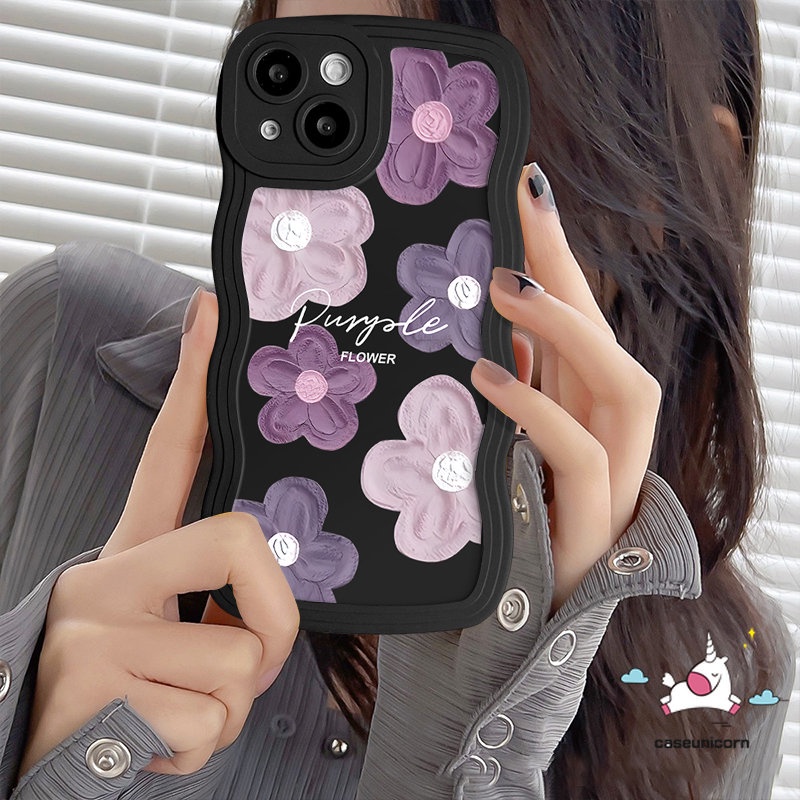 Art Floral Wavy Edge Case Redmi 12c 10 9 10C A1 10A A1+ 9T 9A 9C POCO X3 NFC Pro M3 Redmi Note 10s 11 9s 8 9 11s 11 10 Pro Max Mi 11T Pro Fashion Lukisan Cat Minyak Bunga Sarung Tpu Lembut