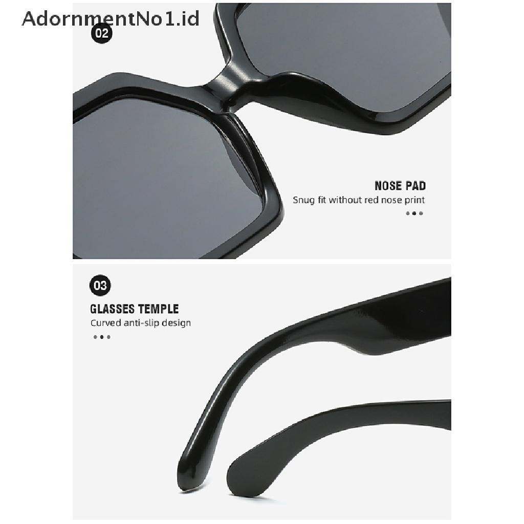 [AdornmentNo1] Kacamata Hitam Kotak Poligonal Unik Untuk Wanita Klasik Retro Vintage Big Shades [ID]