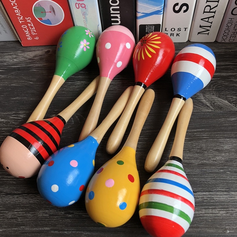 HZ Baby Maracas Kayu Mainan Kerincingan Kayu Bayi Wooden Rattle Marakas Kayu Genggam