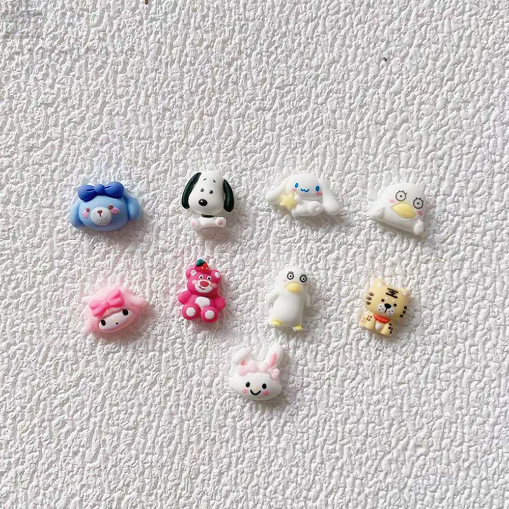 Augustina 10pcs / Set Ornamen Kartun Beruang 3D Bahan Resin Untuk Dekorasi Nail Art Charms