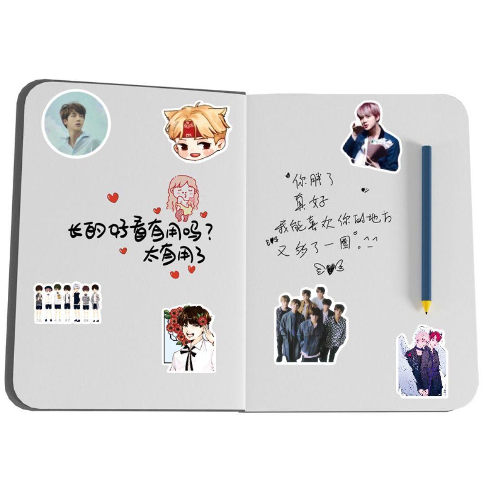 Lanfy B-T-S Idol Stiker A.R.M.Y Cute JUNGKOOK Kado Lucu Bangtan Boys Pvc Sticker Fans Hadiah Sticker Pack SUGA Mainan Anak Perempuan Dekorasi Sticker Anti Air