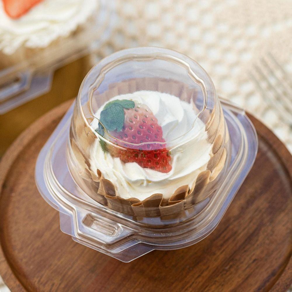 R-FLOWER 10pcs Kertas Cup Kue Kemasan Transparan Mid-Autumn Single Grain Perlengkapan Pesta Dessert Packaging