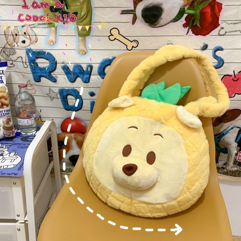 cod☜☞ready Shoulder bag tas  bahu Fashion Motif Kartun Karakter Hewan Warna Kuning beruang nanas Anak &amp; Dewasa lagilaku