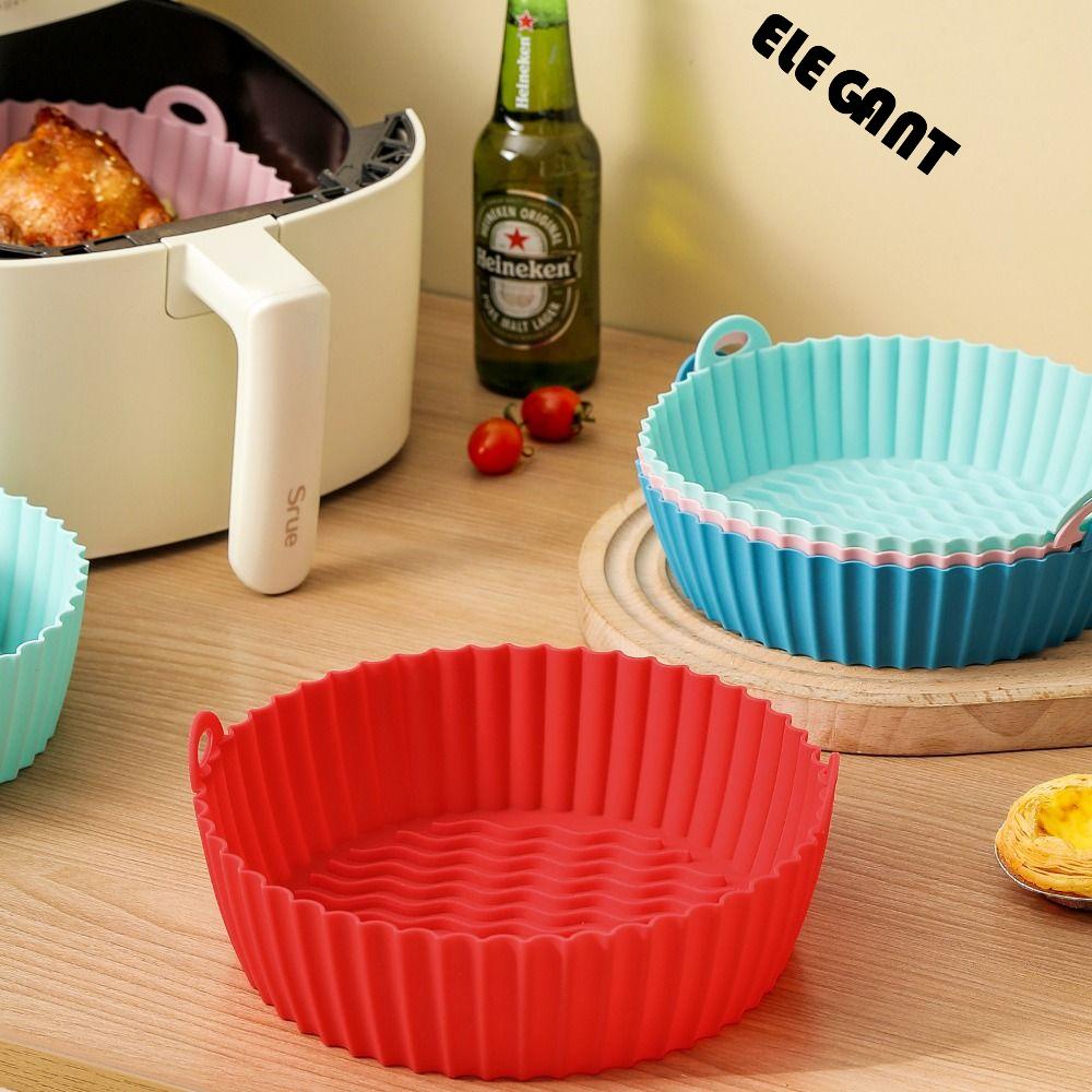 [Elegan] Air Fryer Liners Non Stick 7.5/8.5inch Reusable Silicone Round Untuk Oven Microwave Pizza Baking Tray