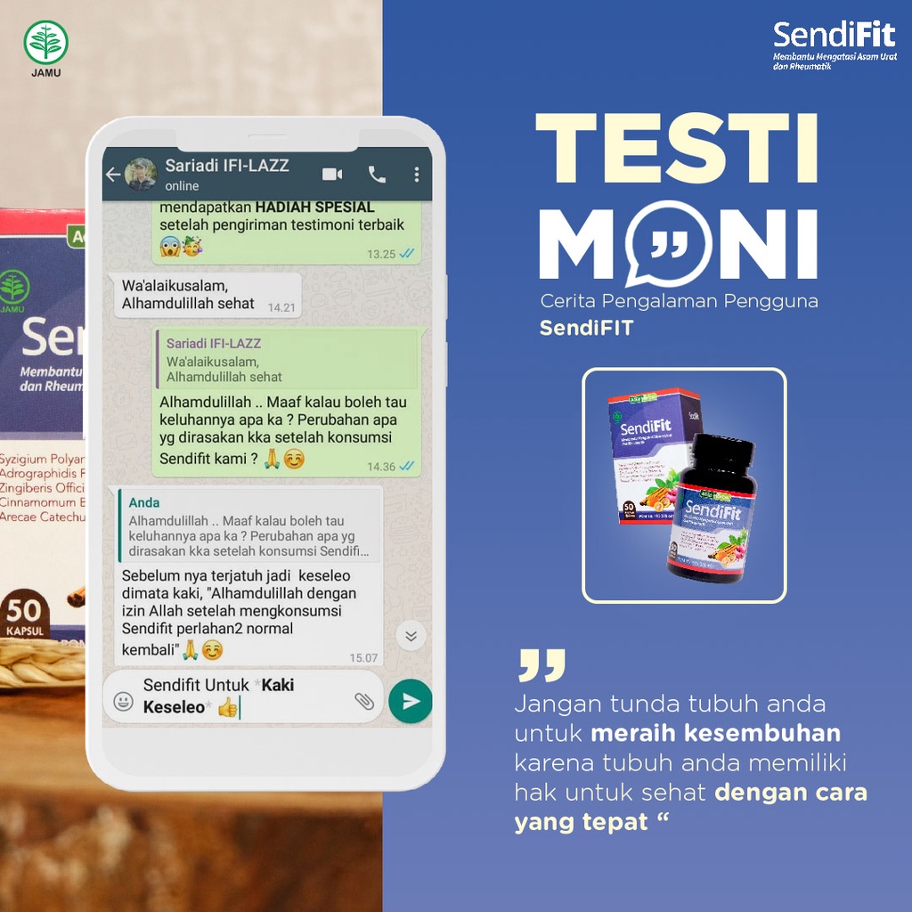 Sendifit Sendi Fit Kapsul Obat Herbal Nyeri Sendi Nyeri Otot Saraf Kejepit Asam Urat Sakit Lutut Sakit Pinggang Pegal Linu Rematik Kesemutan Sakit Kaki Pengoroposan Tulang Kaki Bengkak Patah Tulang ORIGINAL