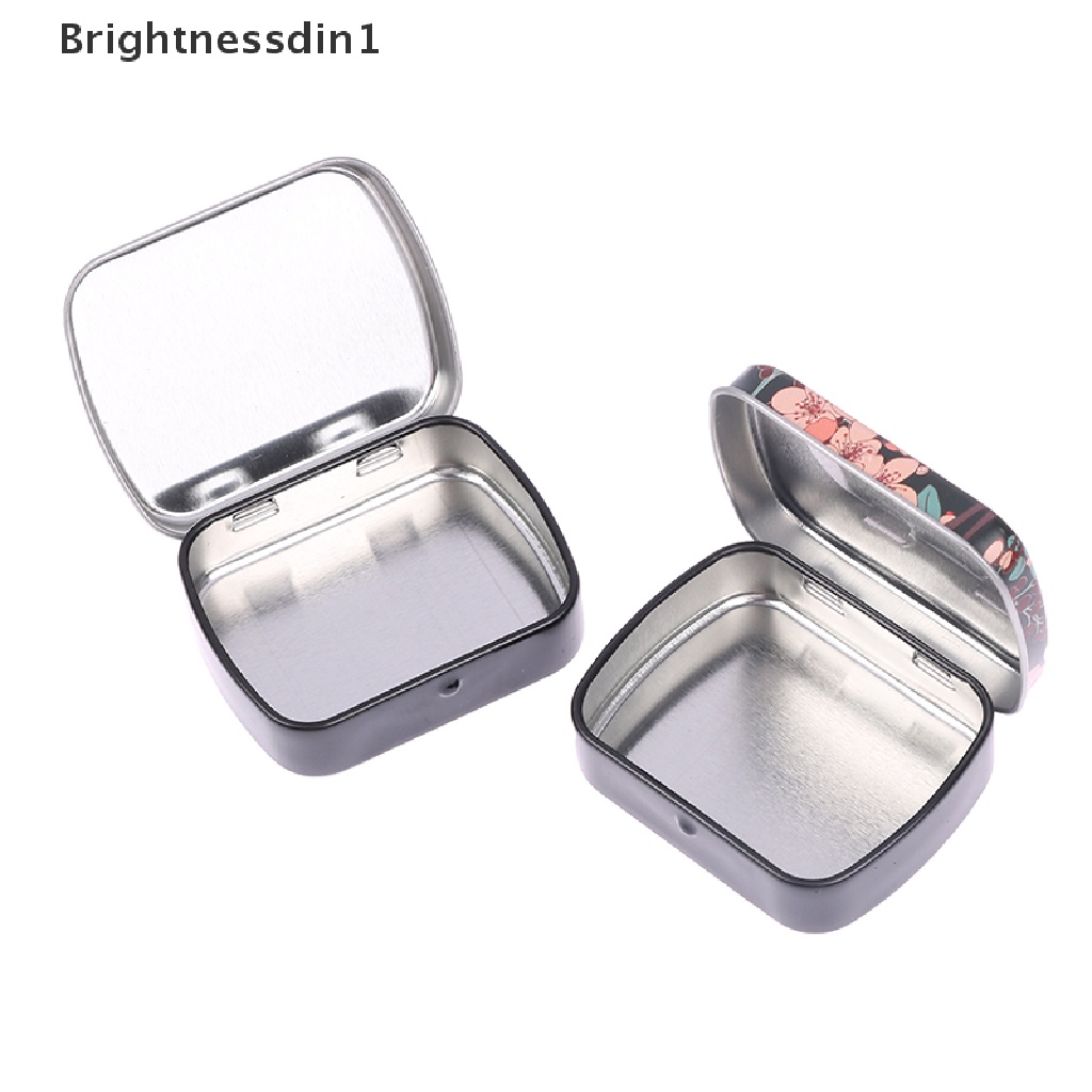 [Brightnessdin1] Kotak Pil Penyimpanan Flip Kaleng Metal Kosong Kecil Case Organizer Untuk Butik Kunci Permen