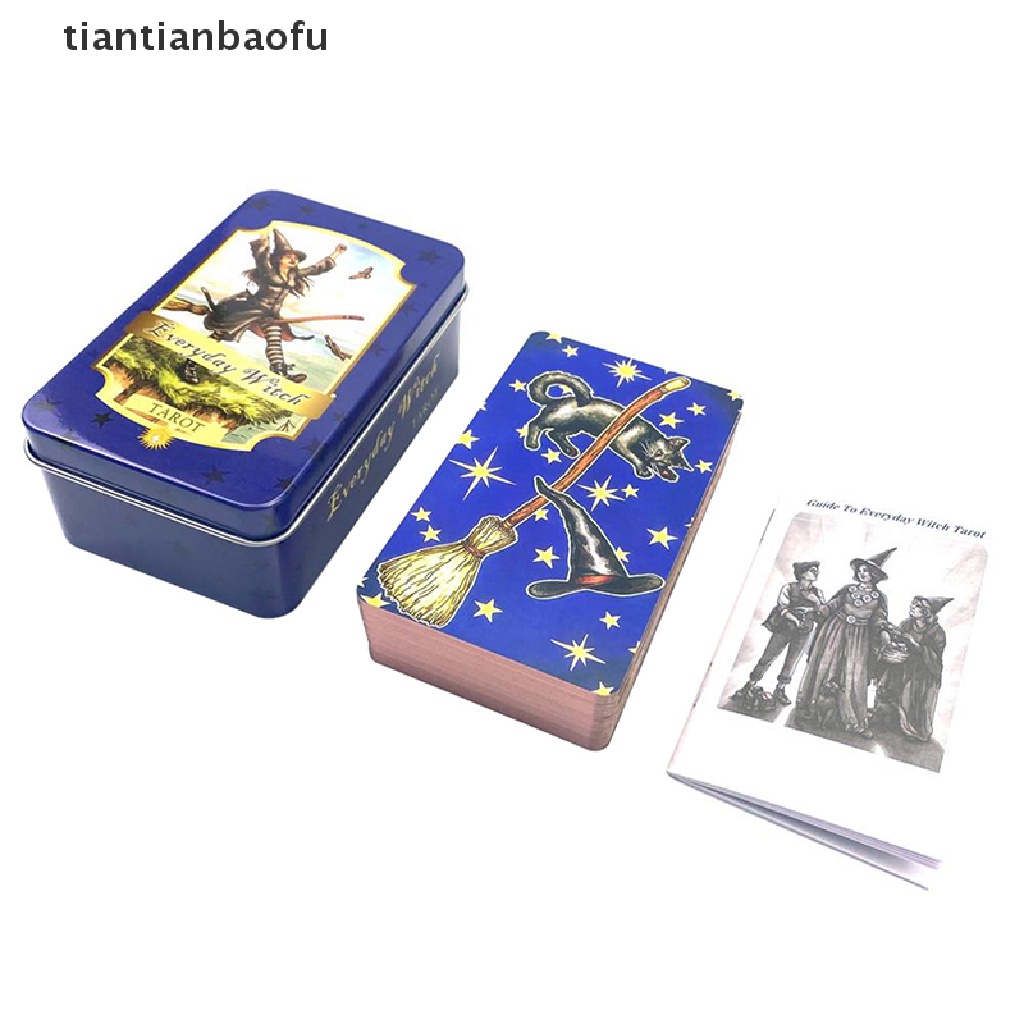 [tiantianbaofu] Besi Kotak Everday Witch Tarot Card Ramuan Ramalan Dek Permainan Pesta w/Butik Manual