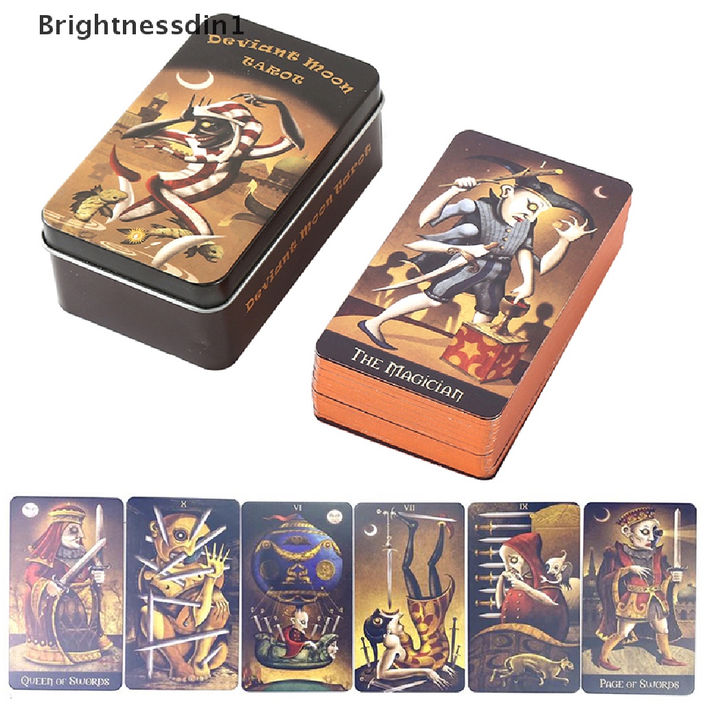 [Brightnessdin1] Besi Kotak Deviant Moon Tarot Kartu Ramalan Ramalan Deck Party Game w/Butik Manual