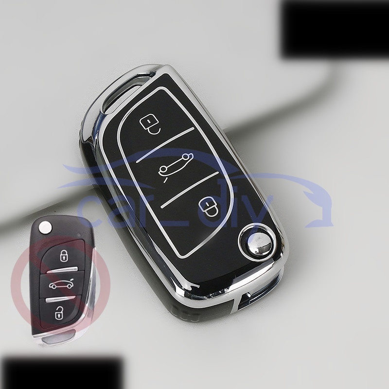 Kasus Kunci TPU Penutup Jarak Jauh Gantungan Untuk Peugeot Citroen KEYDIY Xhorse VVDI Universal DS Style Cangkang Pelindung Car Remote Key Case